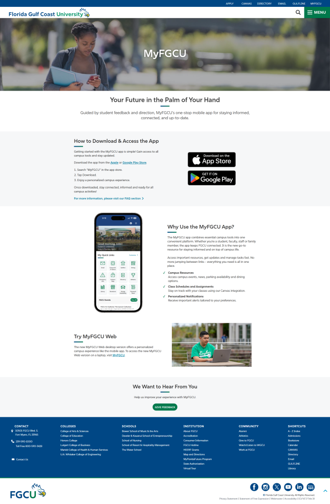 MyFGCU Landing Page
