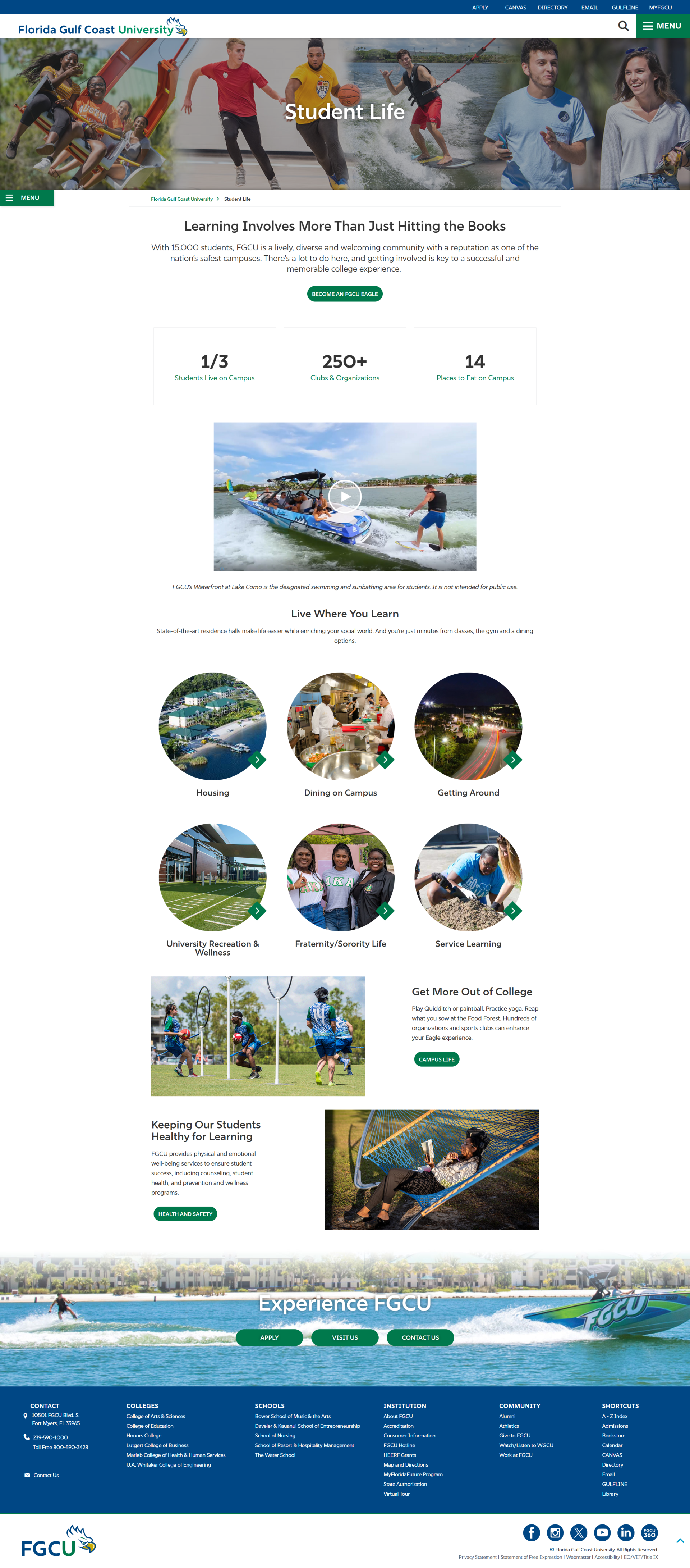 FGCU Student Life Website
